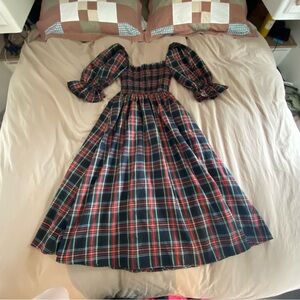 Aura Plaid Maxi Dress with Puff Sleeves